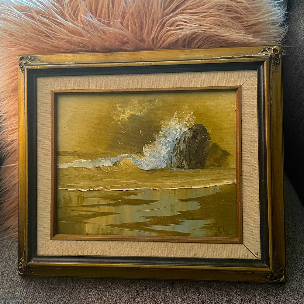 Vintage signed original oil painting seascape
